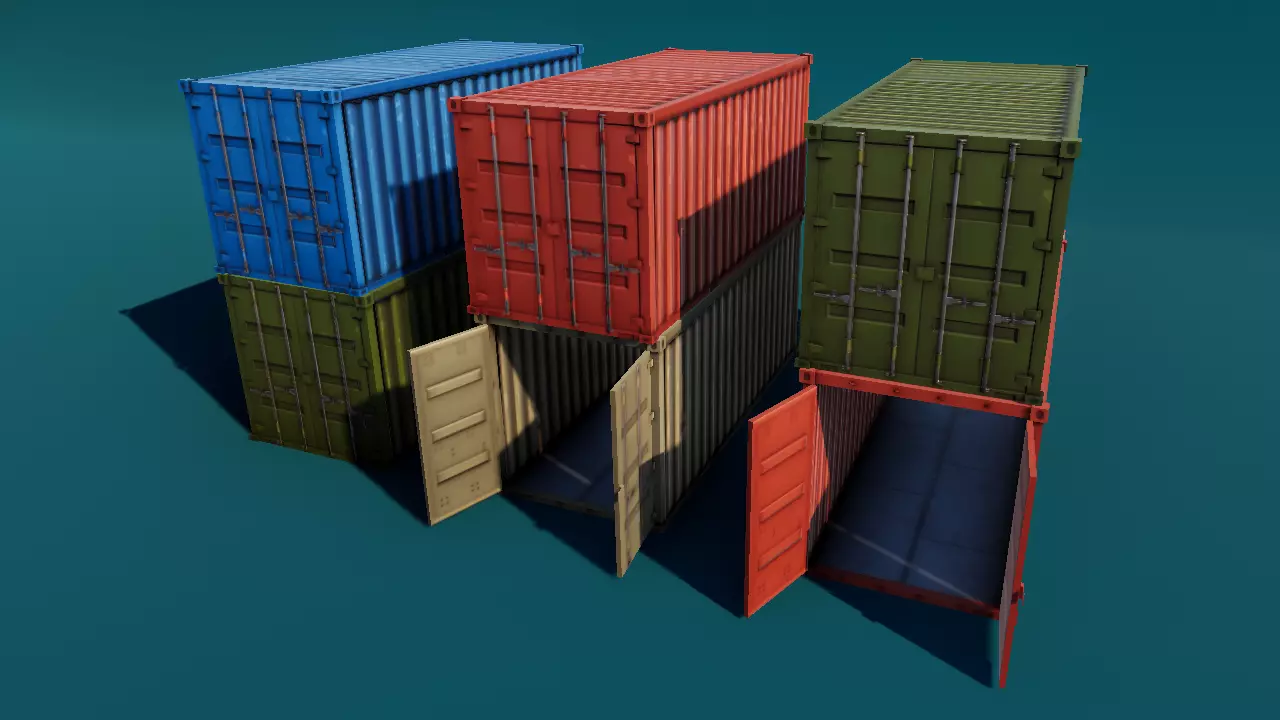 Shipping Cargo Container Stylized Low-poly 3D model_0