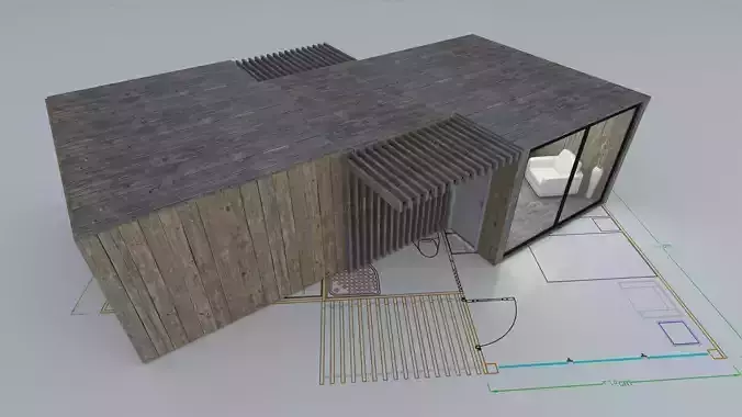 Portacabin wooden house with plans and measurements