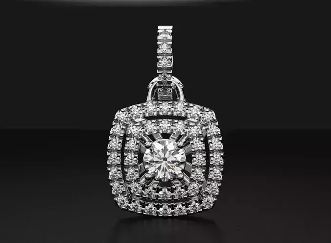Stylish pendant with diamonds for girls white gold 533 3D print model