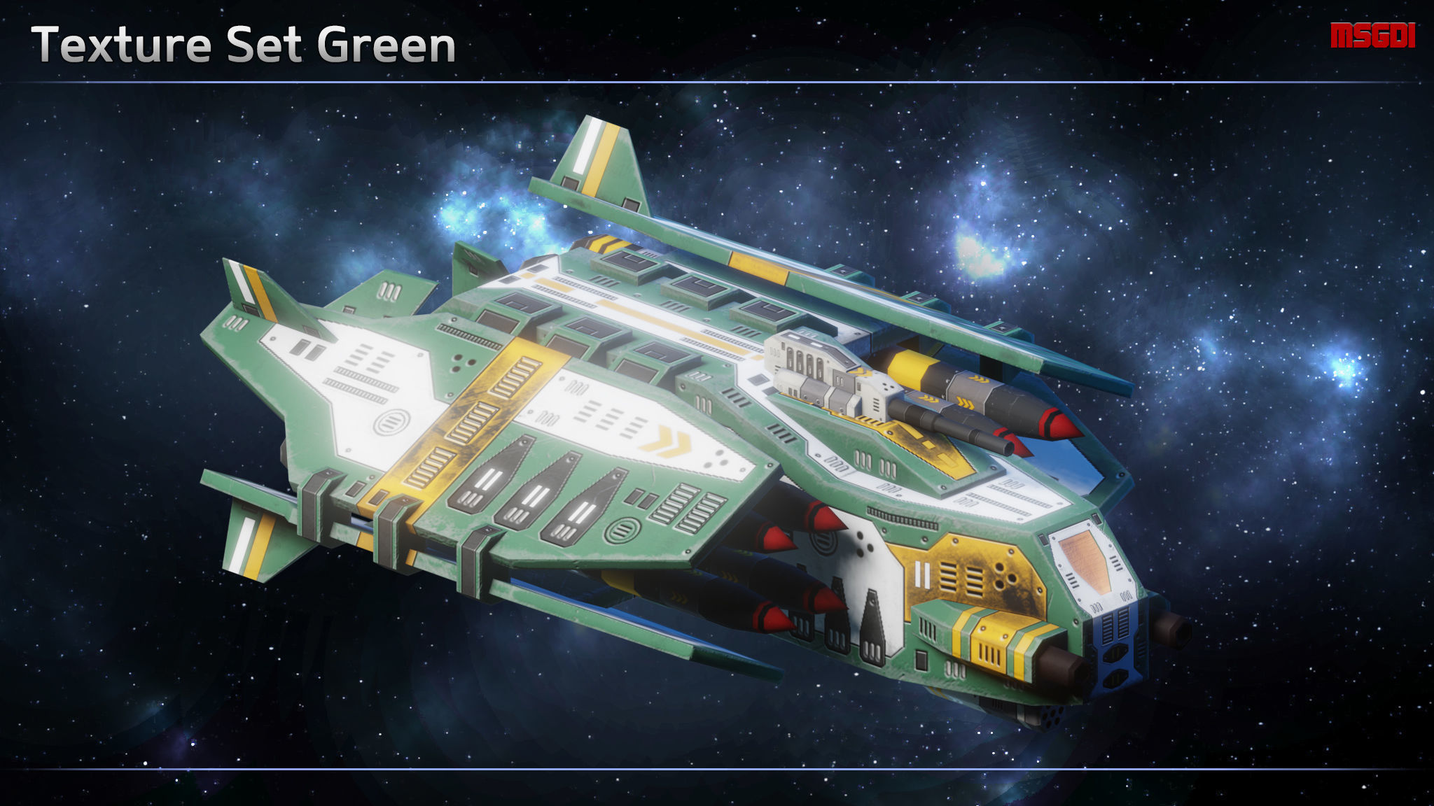 Spaceship Bombers Gunships Low-poly 3D model_9