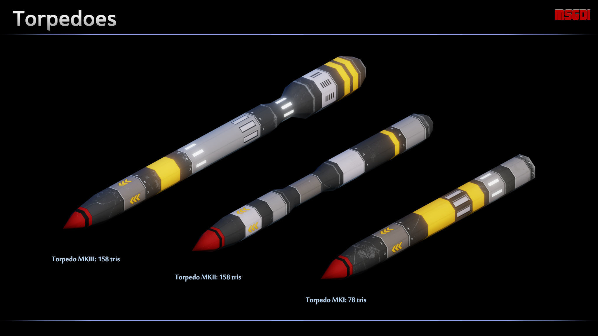 Spaceship Bombers Gunships Low-poly 3D model_6