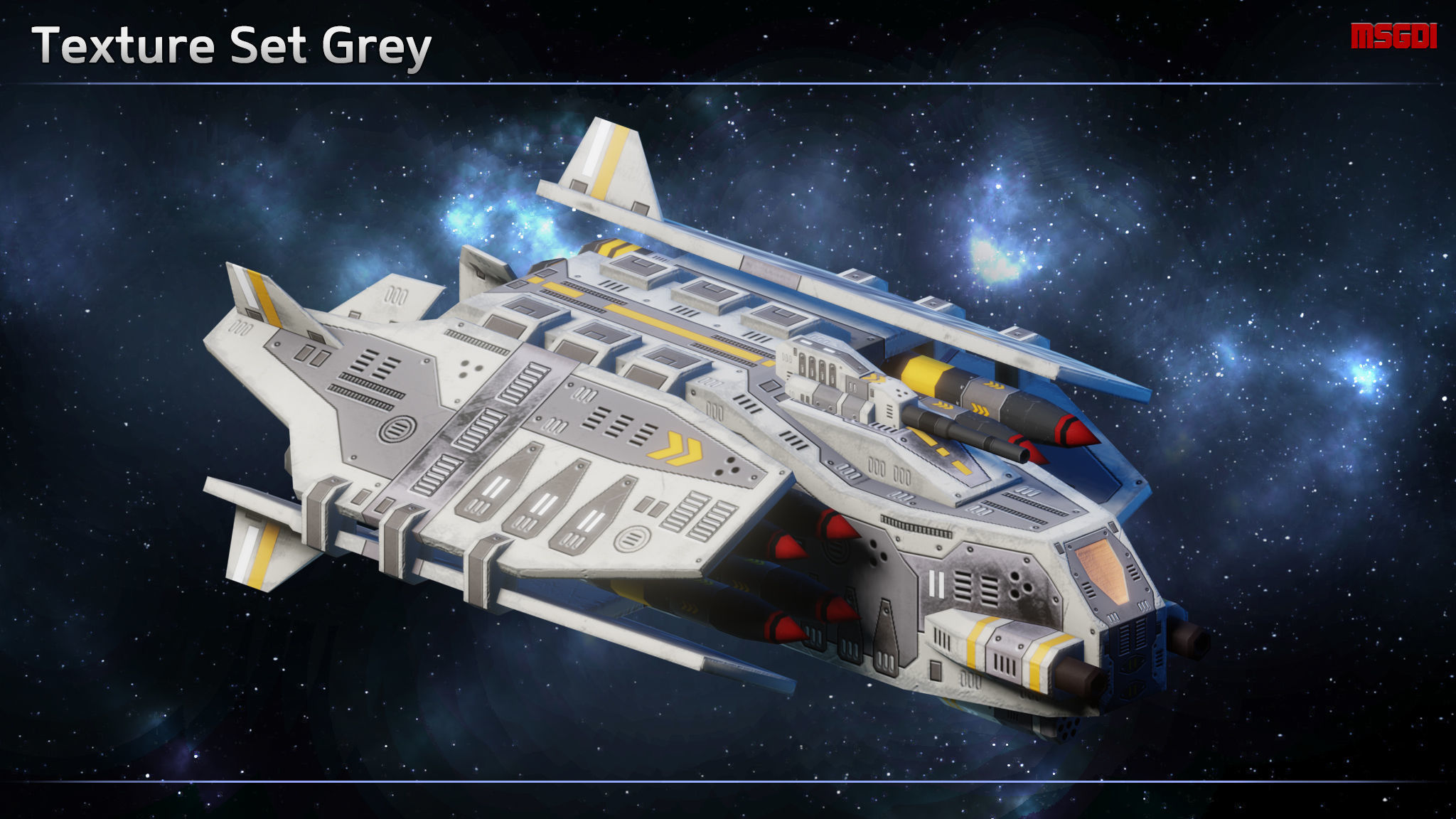 Spaceship Bombers Gunships Low-poly 3D model_10
