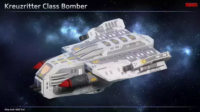 Spaceship Bombers Gunships Low-poly 3D model