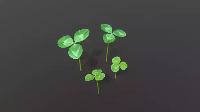 Clovers four leaf Low-poly 3D model