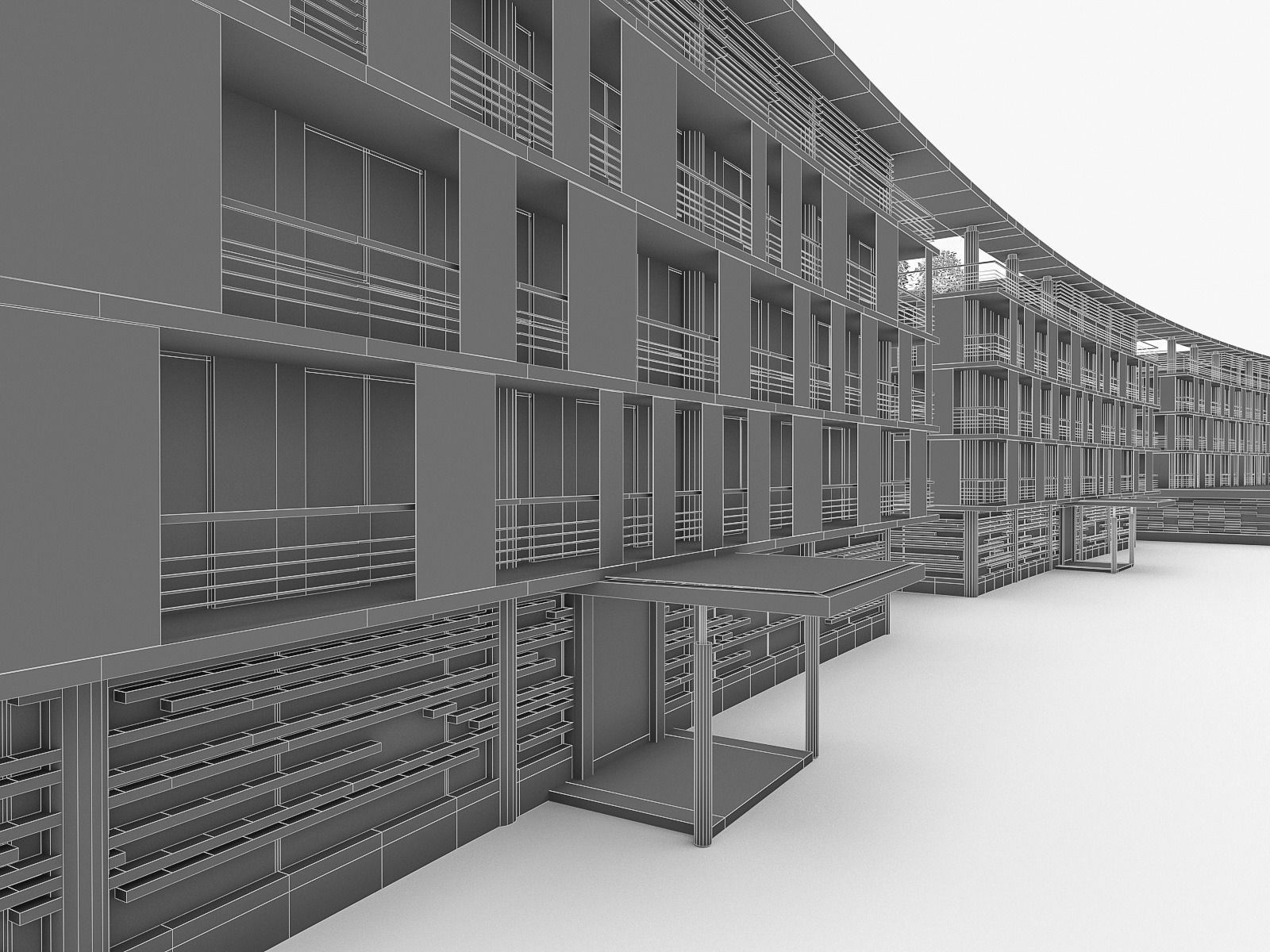 Hotel Resort Building Low-poly 3D model_3