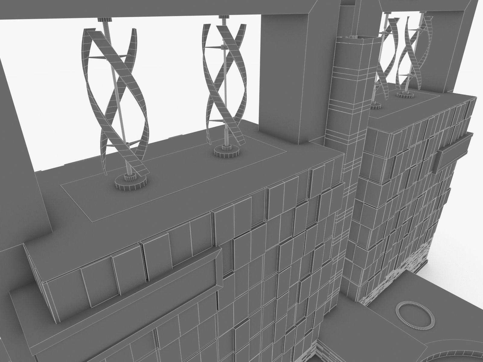 Hotel Resort Building Low-poly 3D model_5