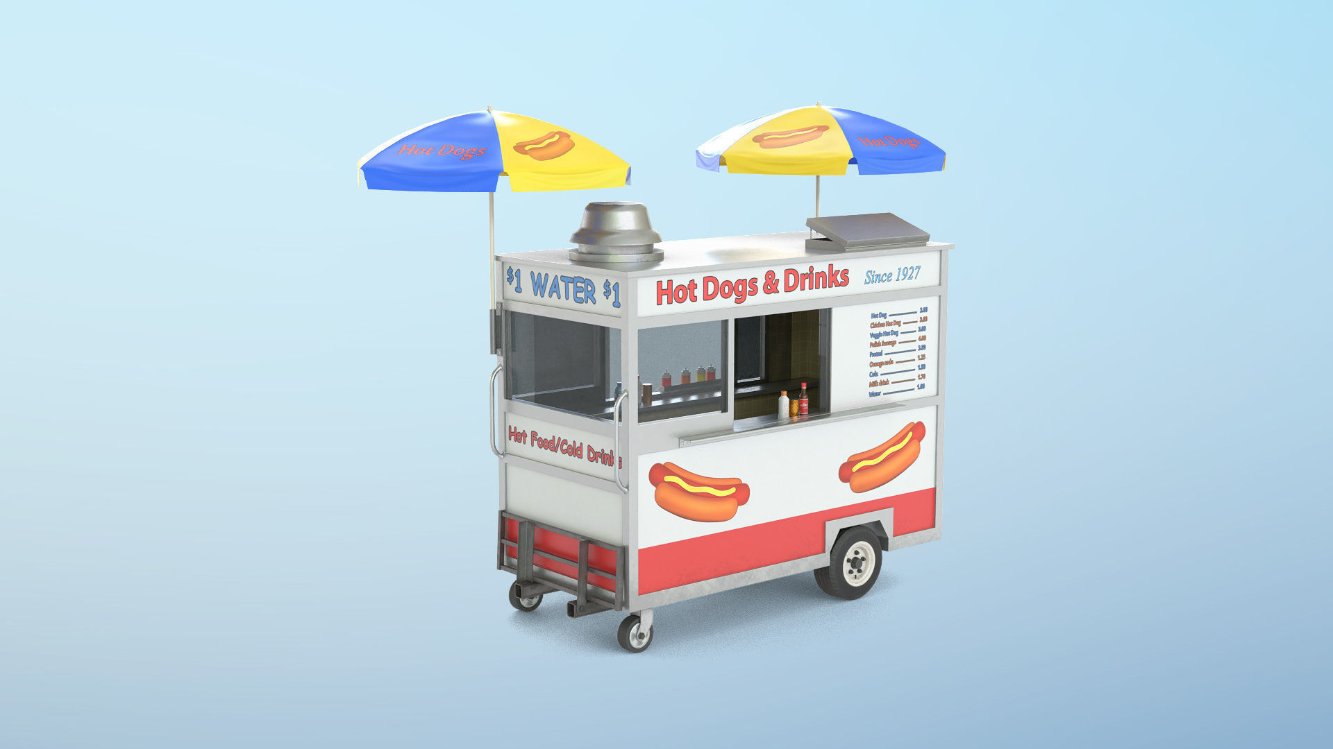 Food Cart Low-poly 3D model_2
