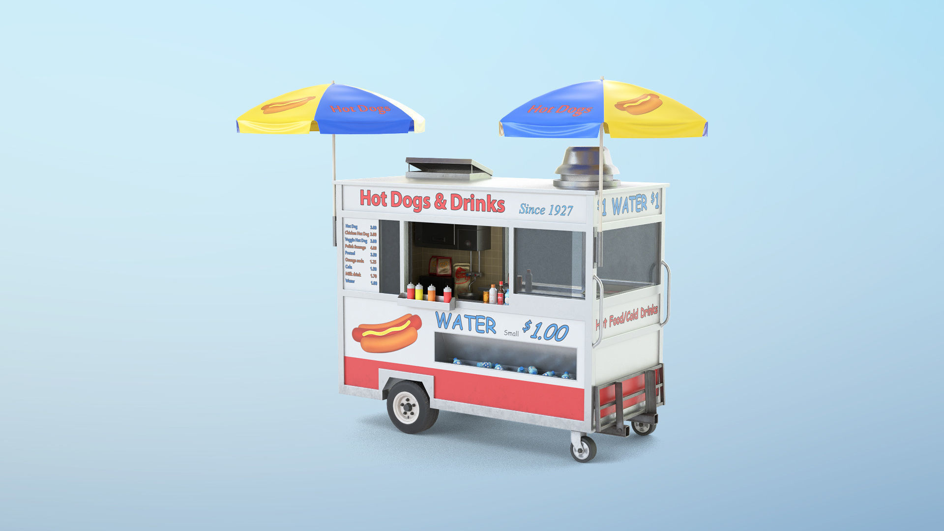 Food Cart Low-poly 3D model_1