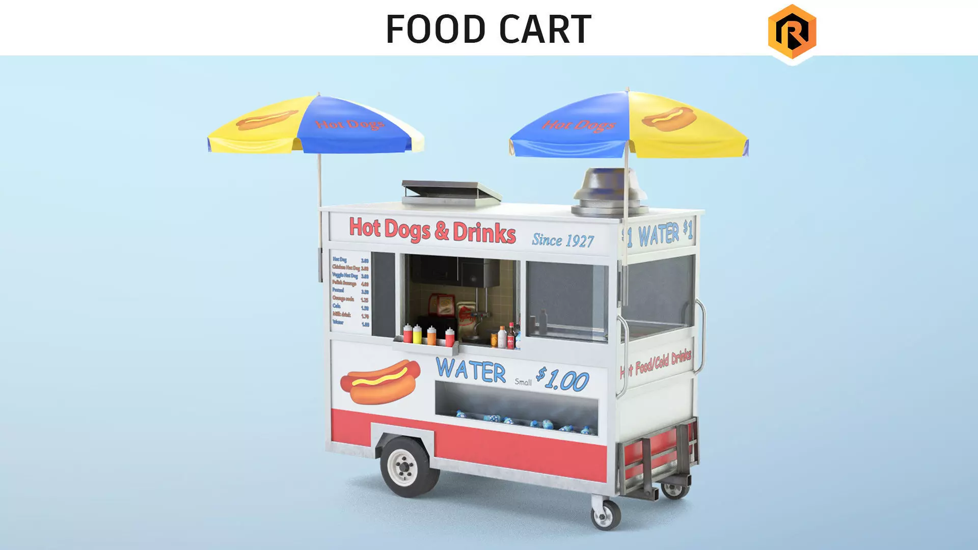 Food Cart Low-poly 3D model_0
