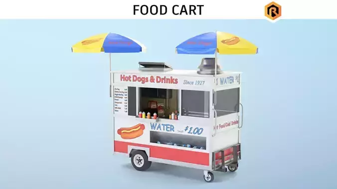 Food Cart Low-poly 3D model