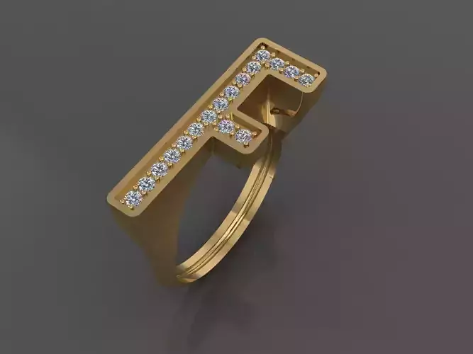 F letter Alphabet Ring 3D Print