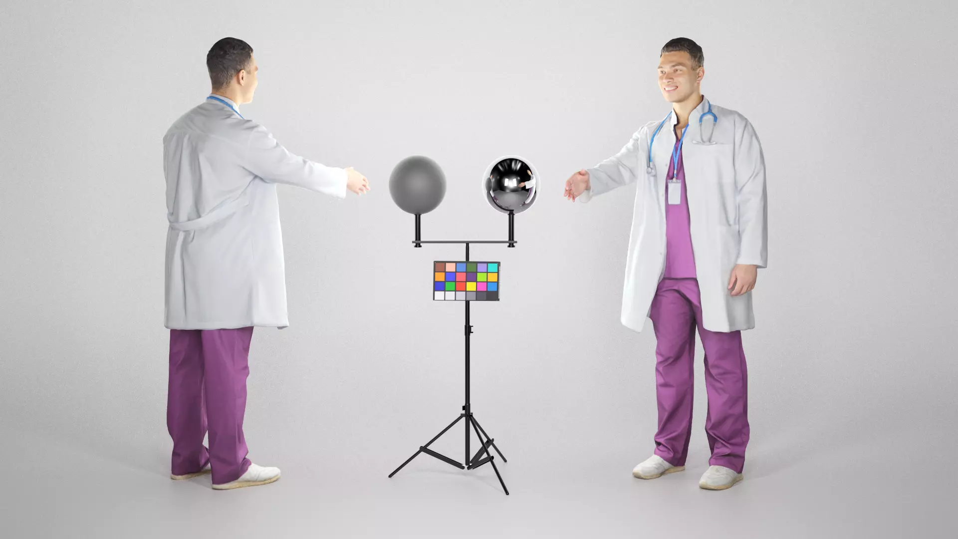 Handsome young medical doctor shaking hand 214 Low-poly 3D model_0