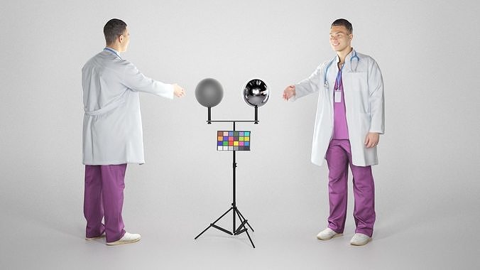 Handsome young medical doctor shaking hand 214 Low-poly 3D model