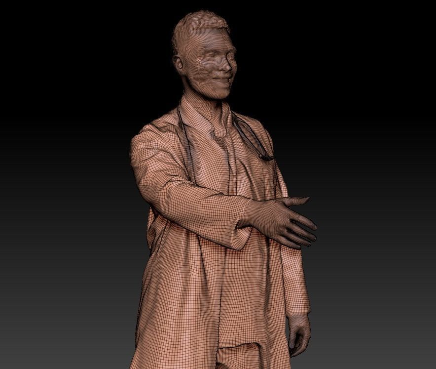 Handsome young medical doctor shaking hand 214 Low-poly 3D model_6