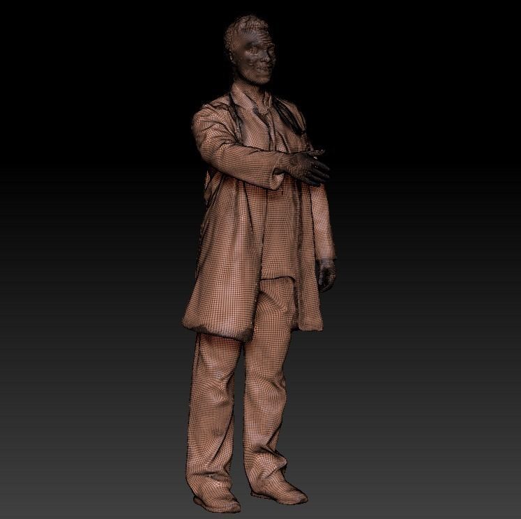 Handsome young medical doctor shaking hand 214 Low-poly 3D model_7