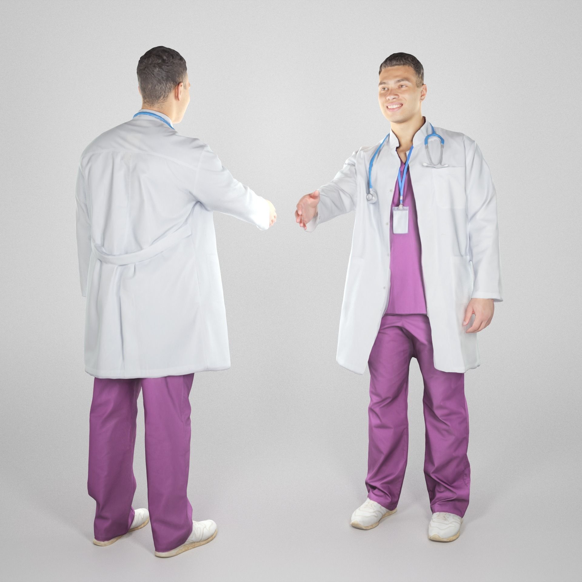 Handsome young medical doctor shaking hand 214 Low-poly 3D model_1