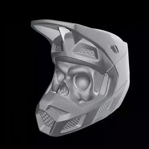 Skull Wearing Motocross Helmet