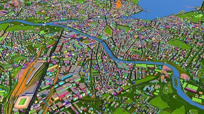 Geneva City of Switzerland September 2020 data Low-poly 3D model
