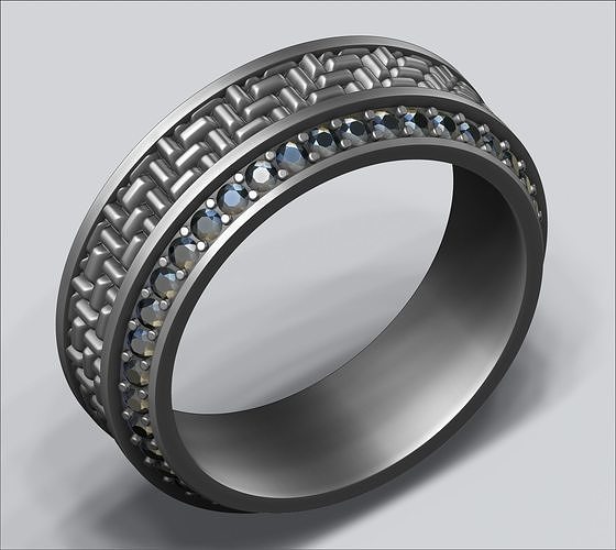 Textured ring 01 - 3 Sizes - Low-poly 3D print model