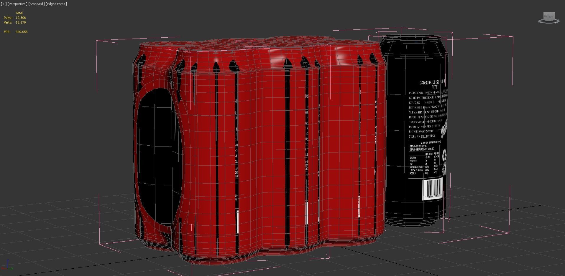 Six Pack of Cans Shrinkwrapped Packaging For 250ml 6 Cans 3D model_4