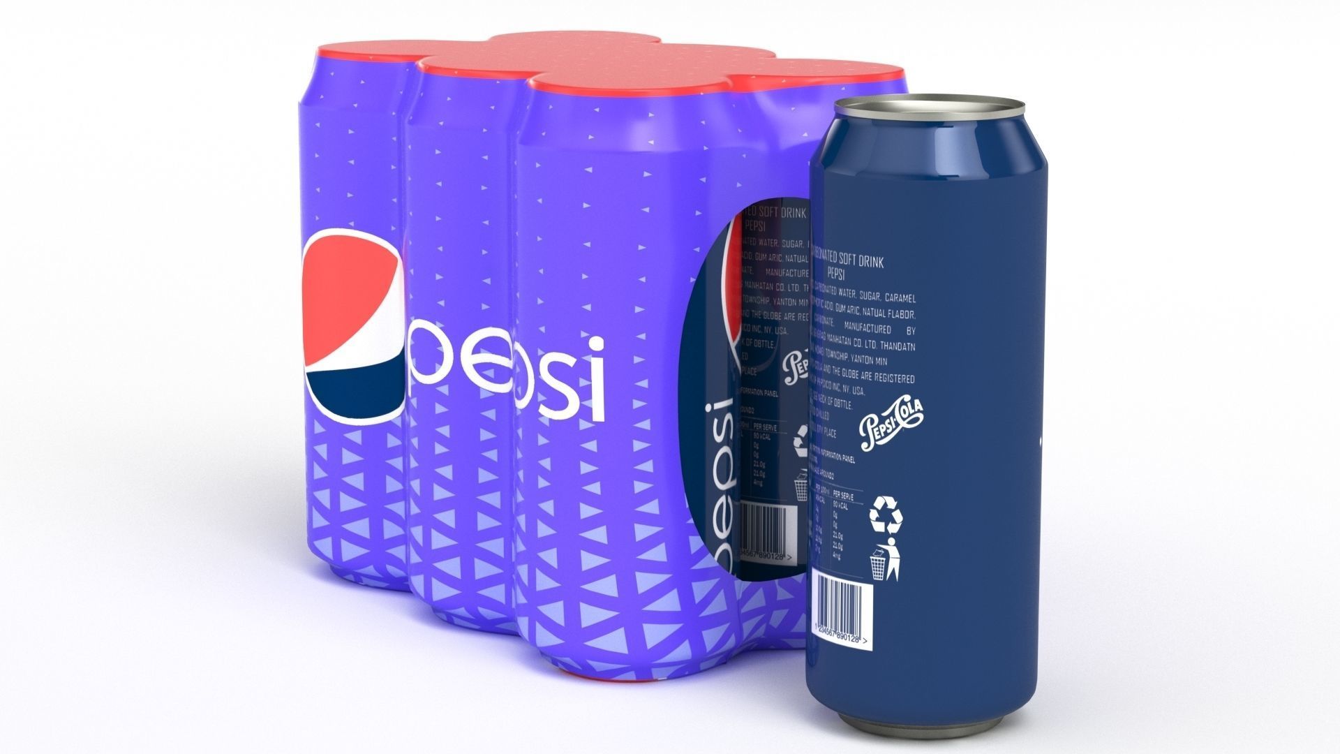 Six Pack of Cans Shrinkwrapped Packaging For 250ml 6 Cans 3D model_1