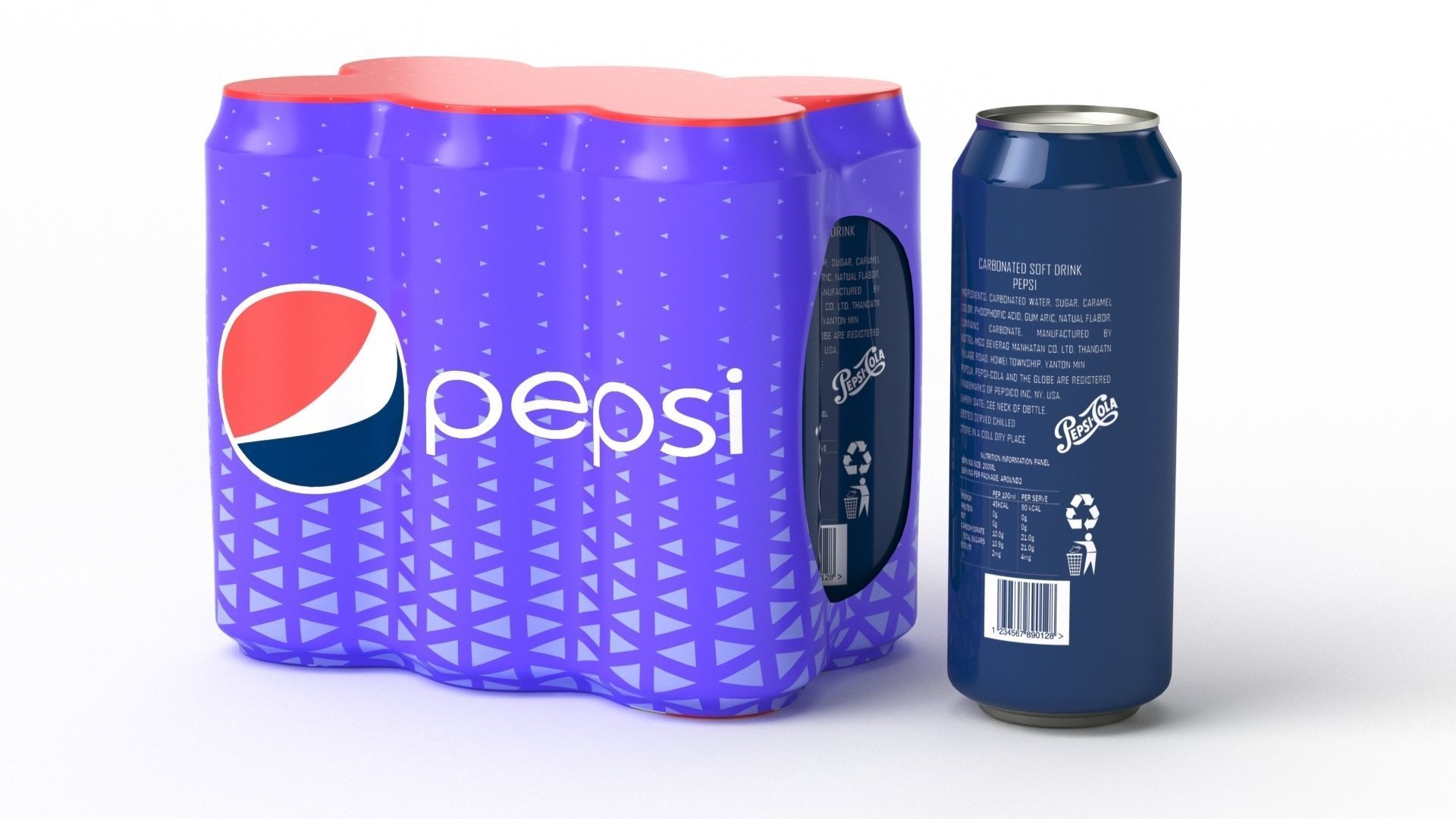 Six Pack of Cans Shrinkwrapped Packaging For 250ml 6 Cans 3D model_25
