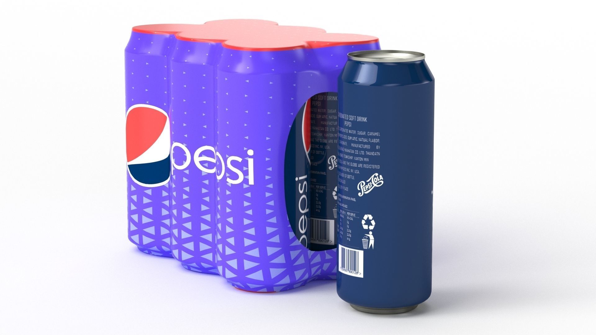 Six Pack of Cans Shrinkwrapped Packaging For 250ml 6 Cans 3D model_24