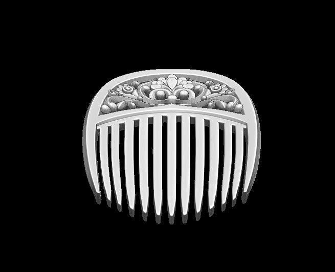 Hairbrush ornate hair comb 3D print model_5