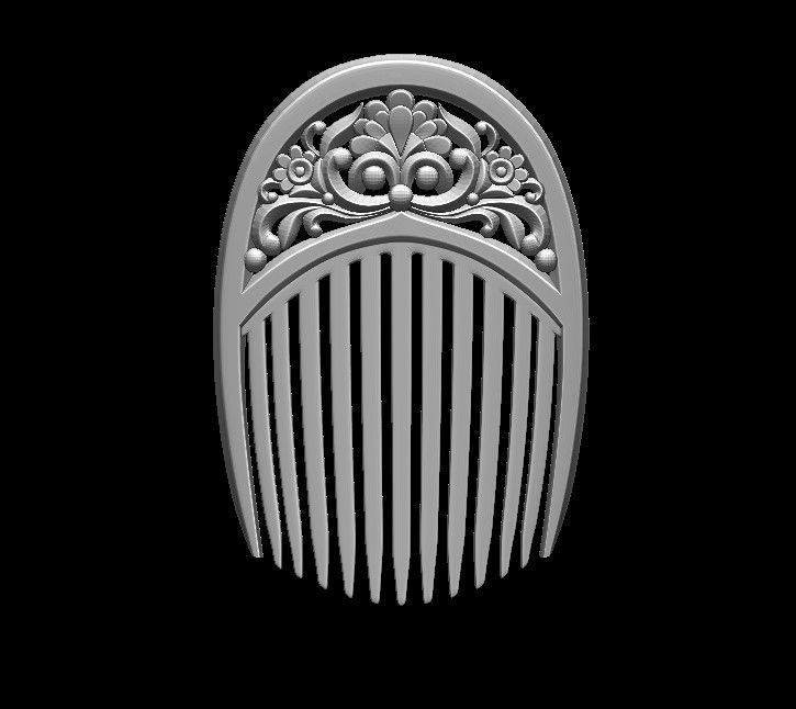 Hairbrush ornate hair comb 3D print model_2