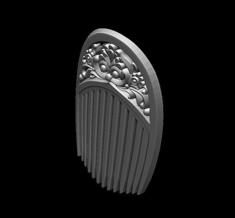 Hairbrush ornate hair comb 3D print model_8