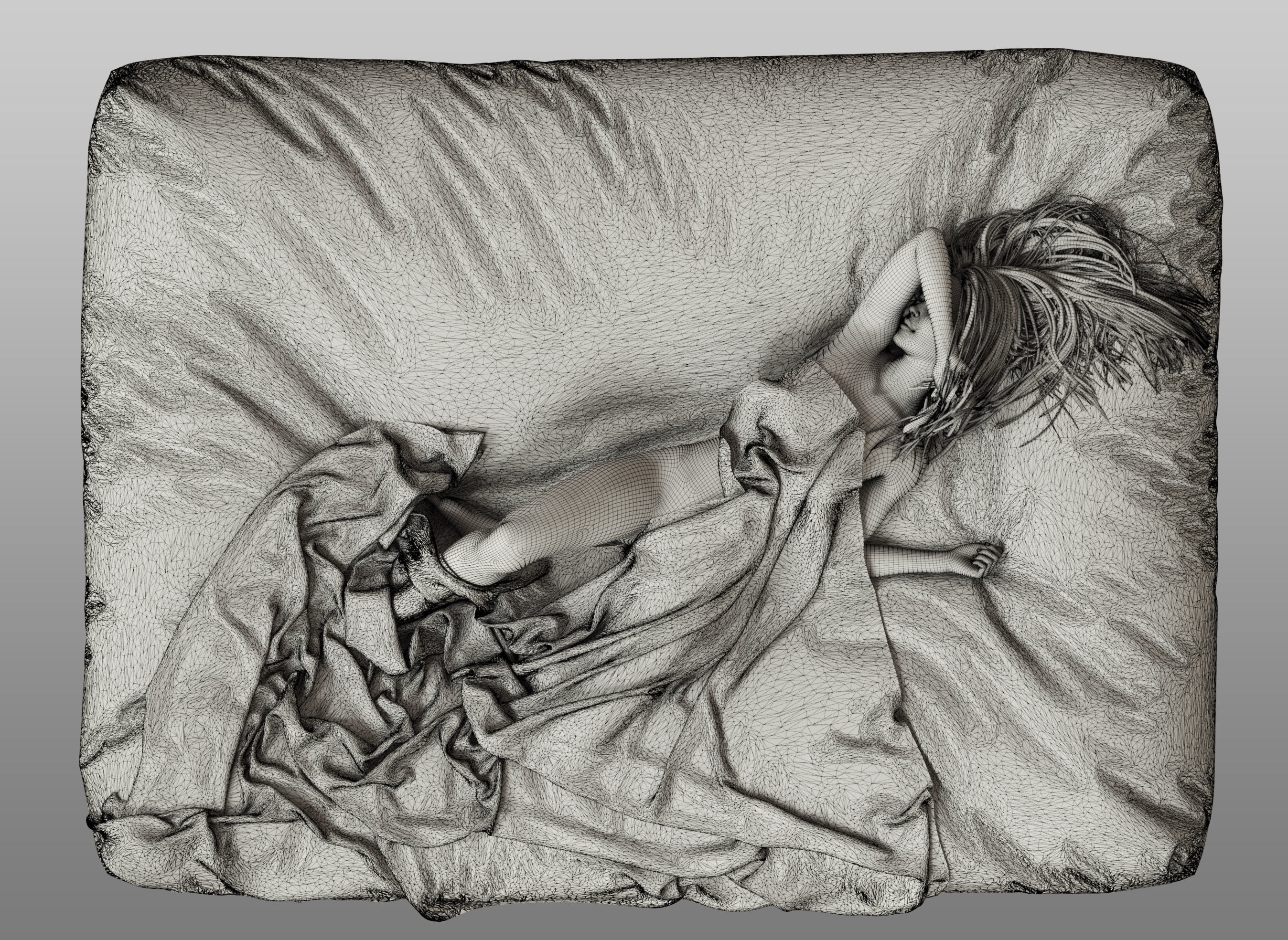 Sleeping girl 3D model_5