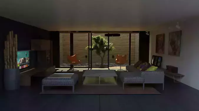 Realistic Living room Interior scene