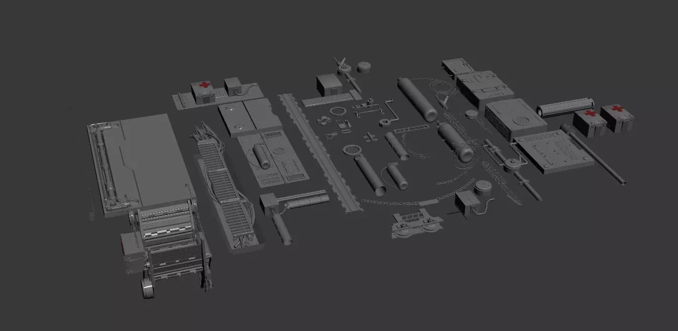 Architecture detail set of tools Free low-poly 3D model_0