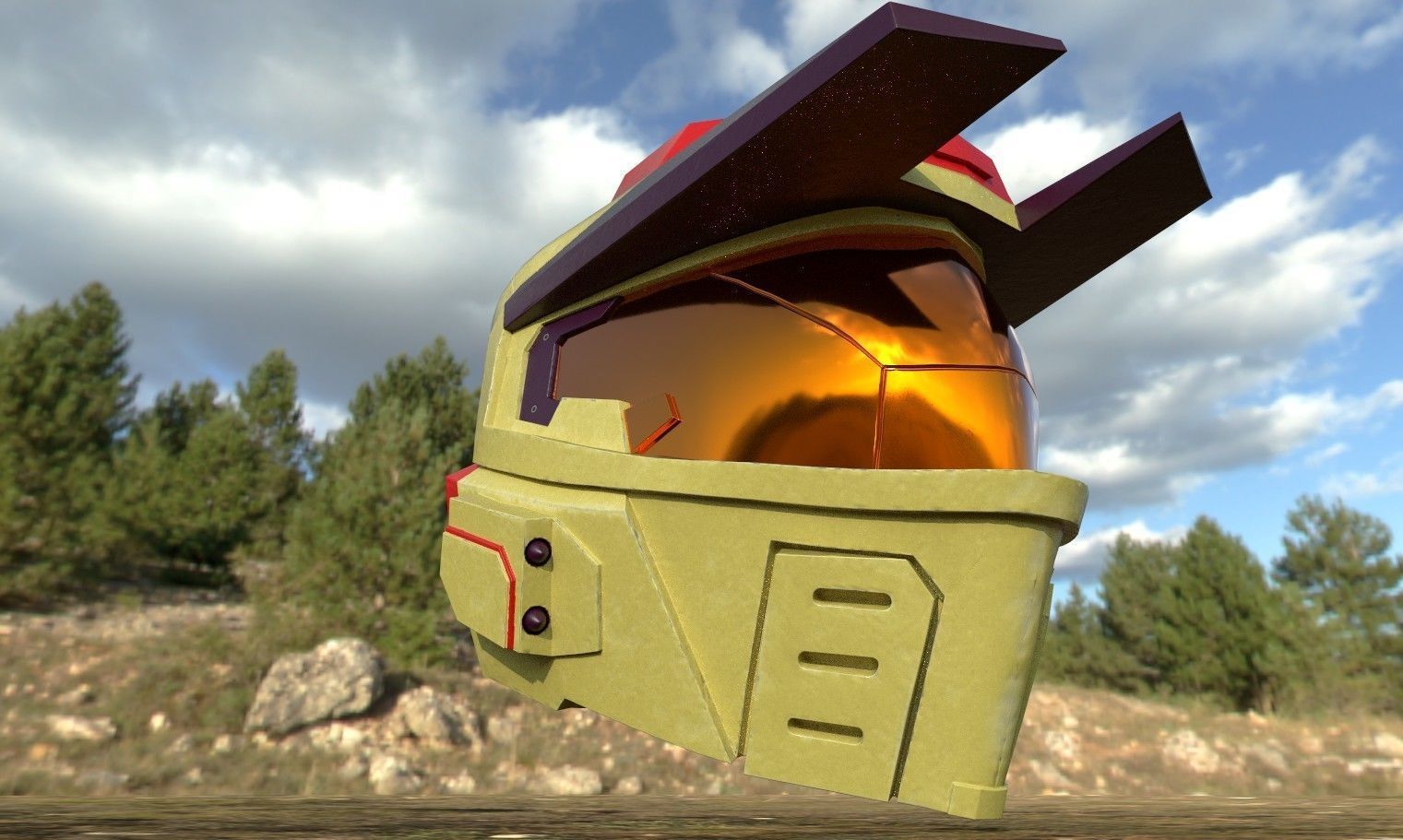 Halo 3 Masterchif spartan helmet Low-poly 3D model_3