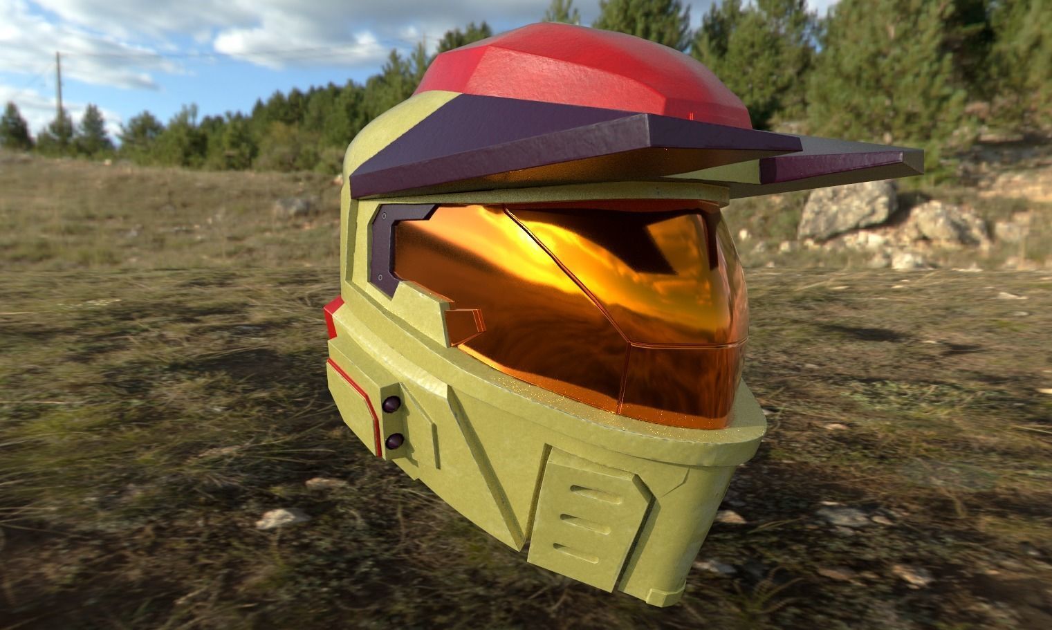 Halo 3 Masterchif spartan helmet Low-poly 3D model_6