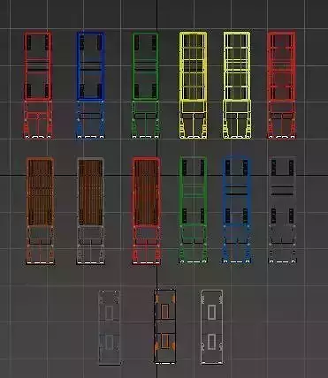 Low Poly Vehicles trucks and trailers Low-poly 3D model