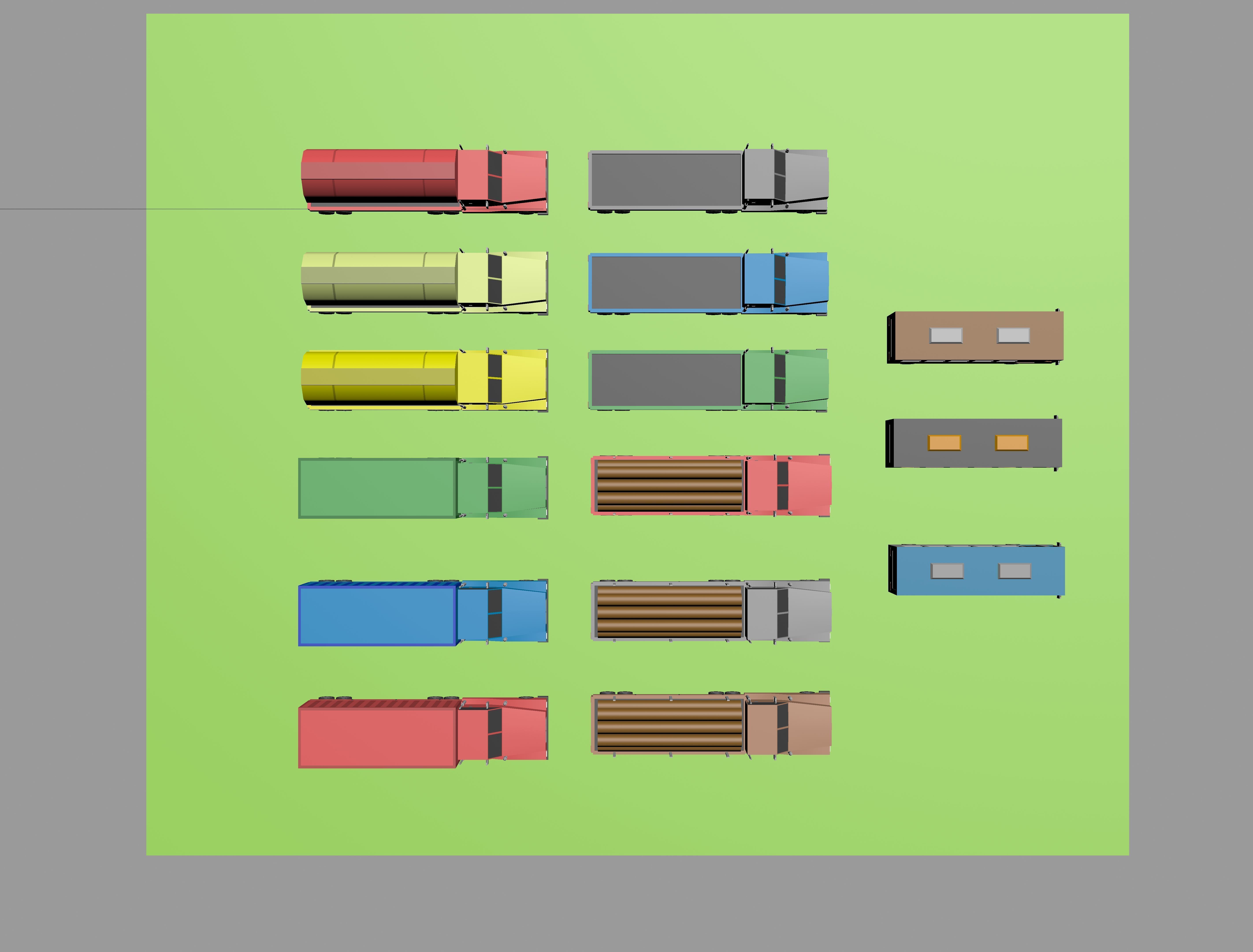 Low Poly Vehicles trucks and trailers Low-poly 3D model_1