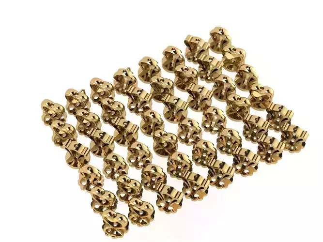earrings group of gold plated beads 3D print model