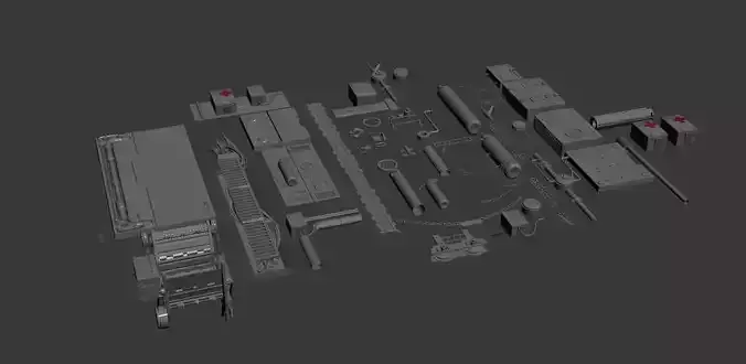 Mechanical detail set of tools Free low-poly 3D model