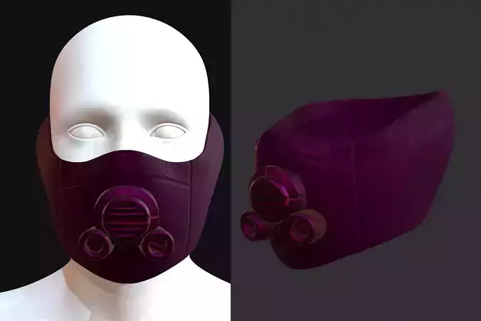 Gas mask helmet 3d model scifi Low-poly 