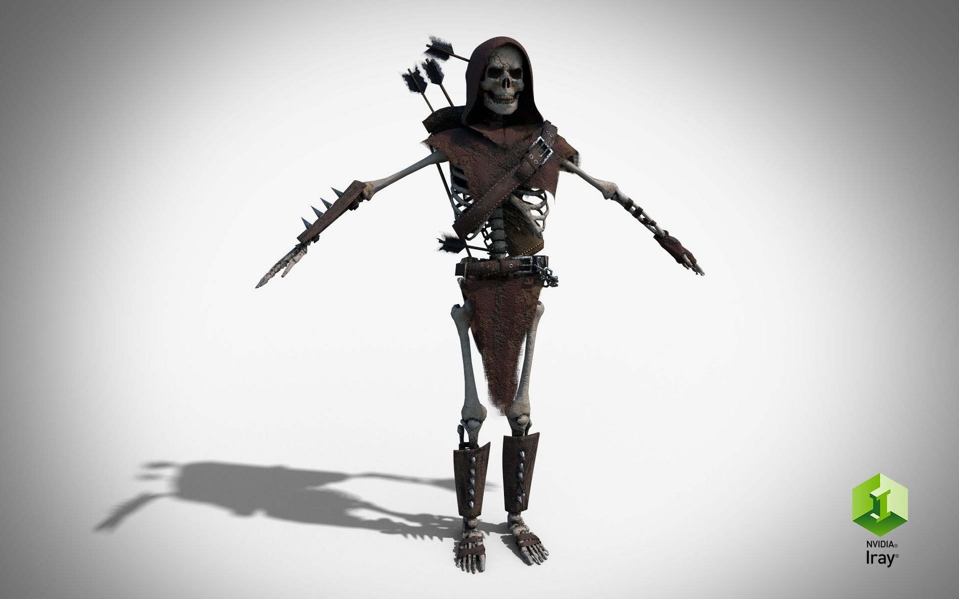 Skeleton Archer Low-poly 3D model_7