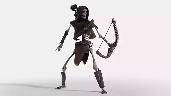 Skeleton Archer Low-poly 3D model