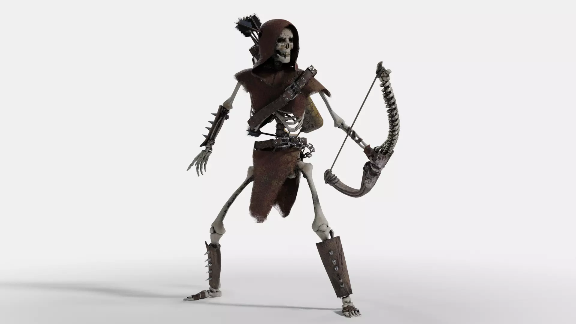 Skeleton Archer Low-poly 3D model_0