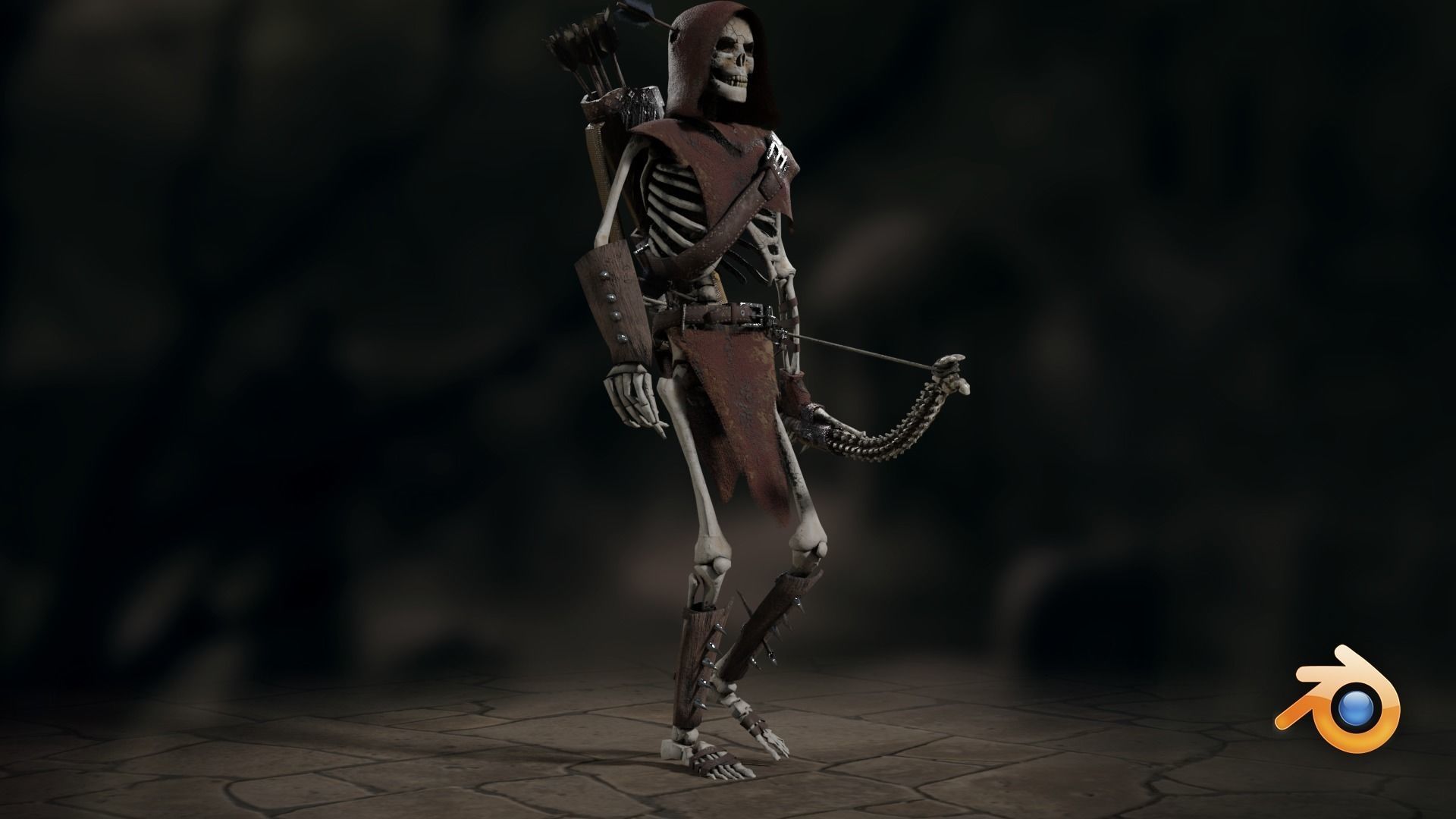 Skeleton Archer Low-poly 3D model_6