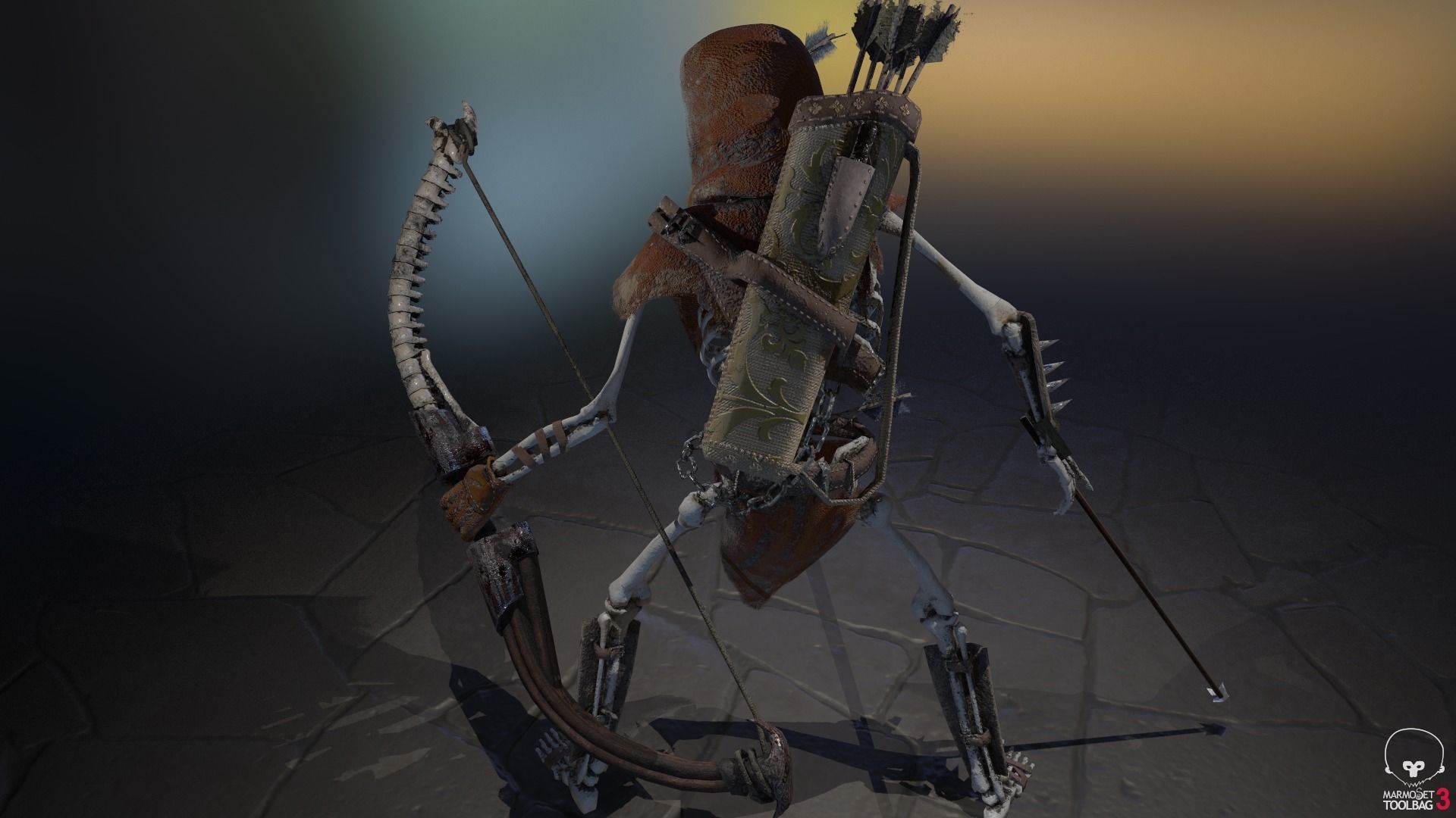 Skeleton Archer Low-poly 3D model_17