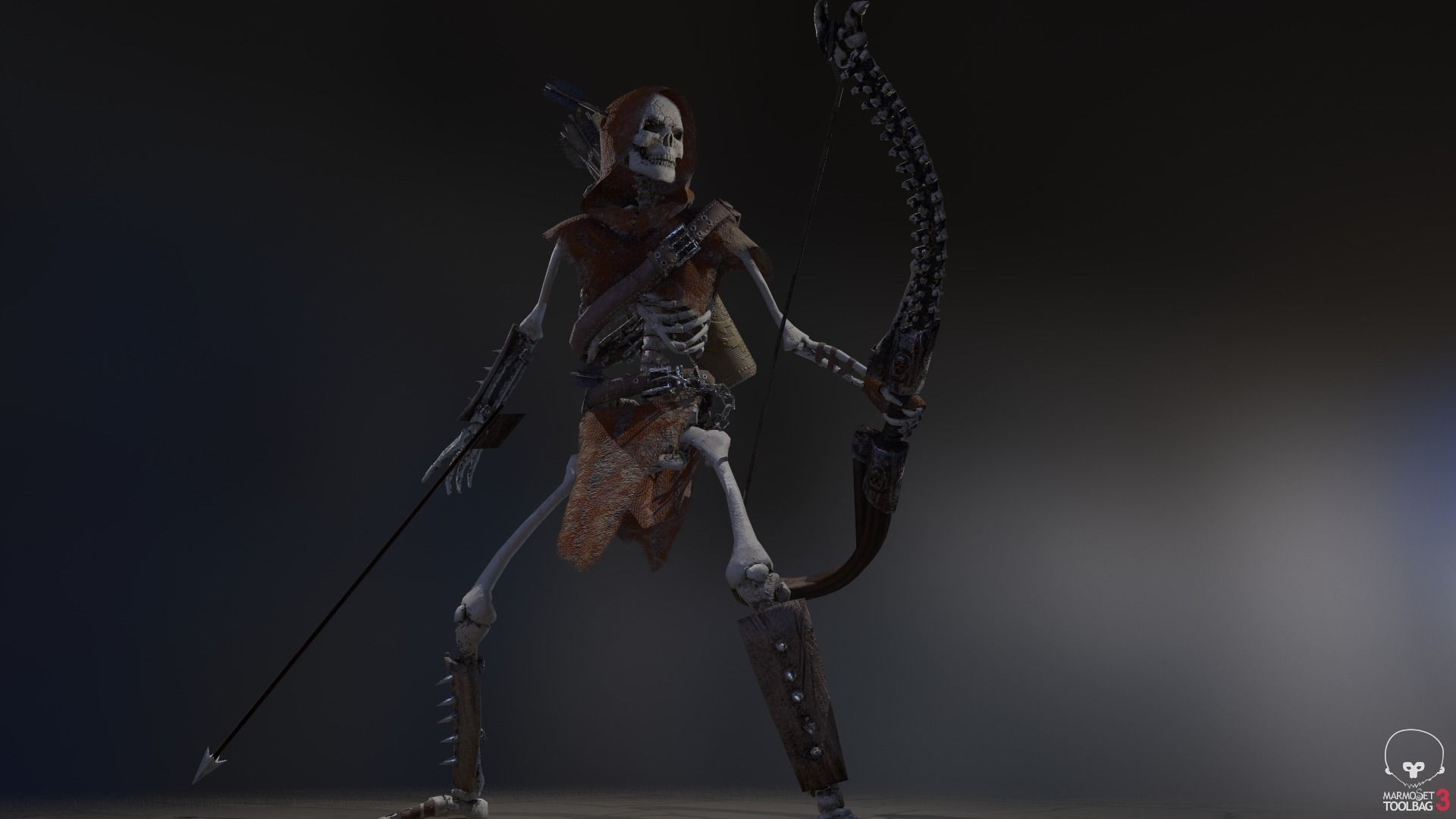 Skeleton Archer Low-poly 3D model_21
