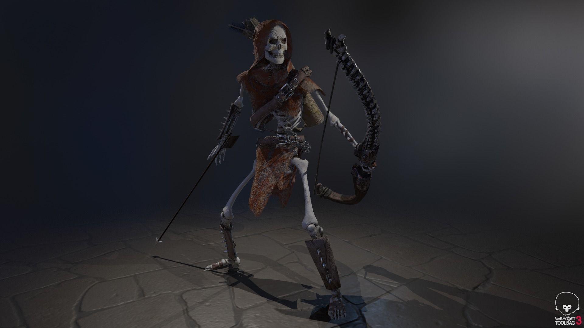 Skeleton Archer Low-poly 3D model_20