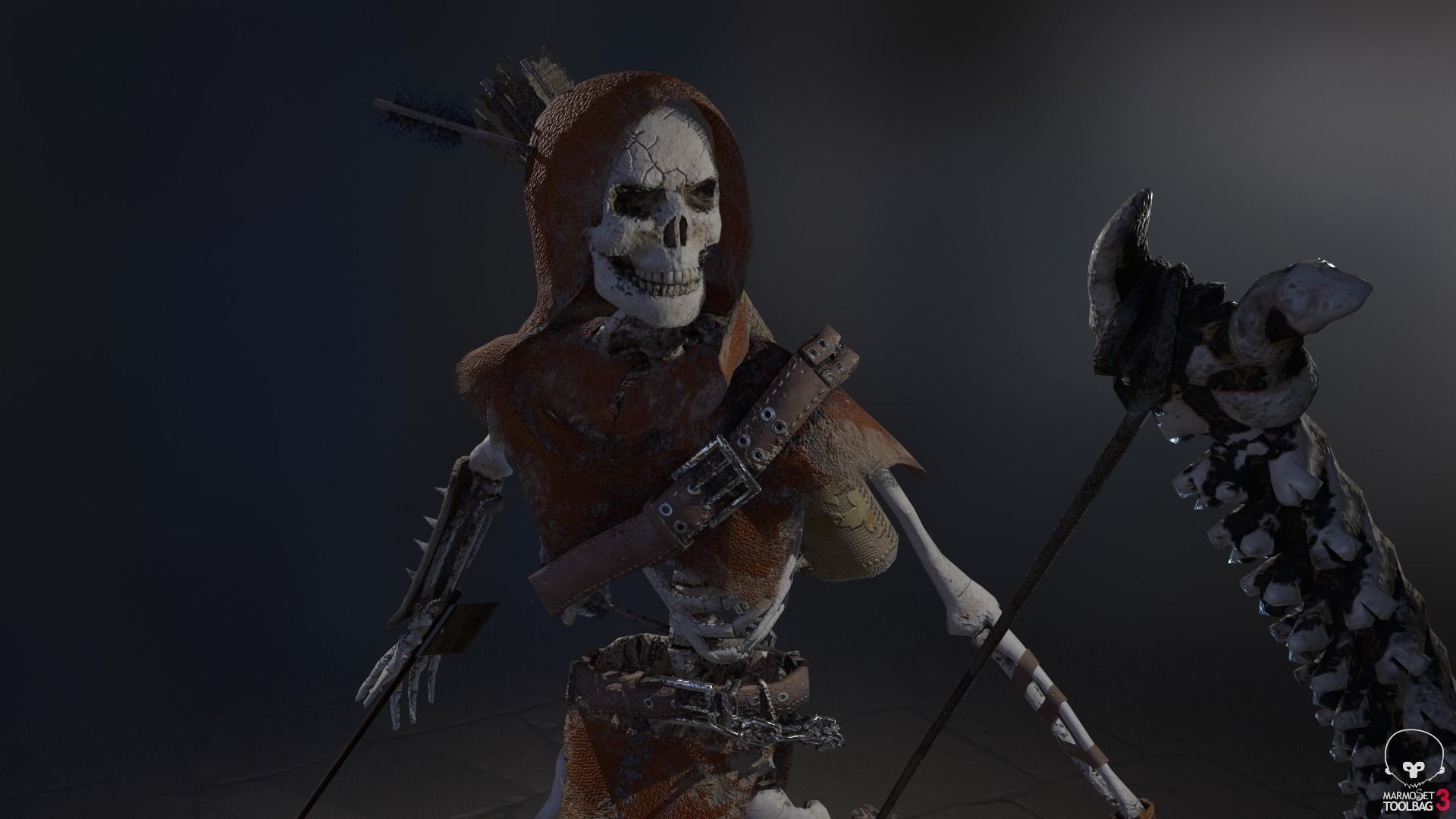 Skeleton Archer Low-poly 3D model_18