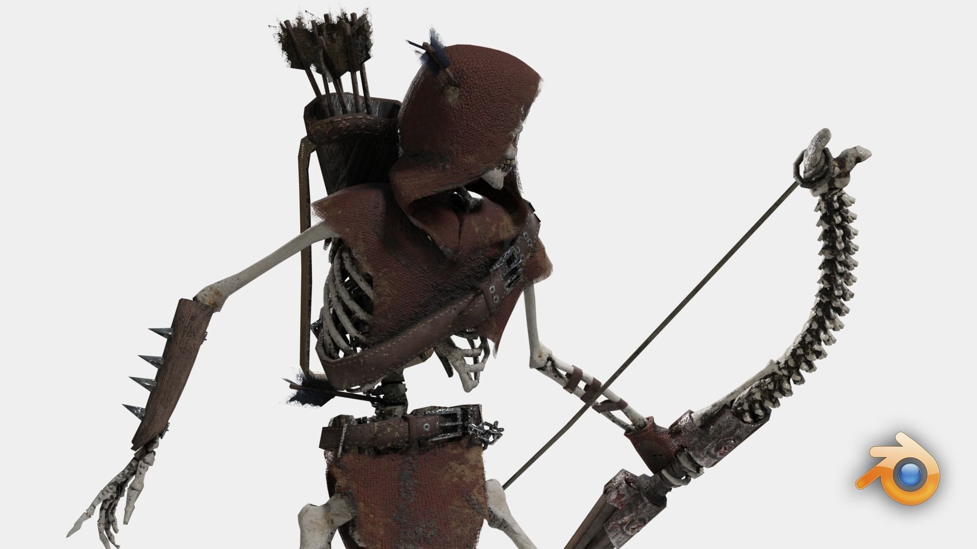 Skeleton Archer Low-poly 3D model_10