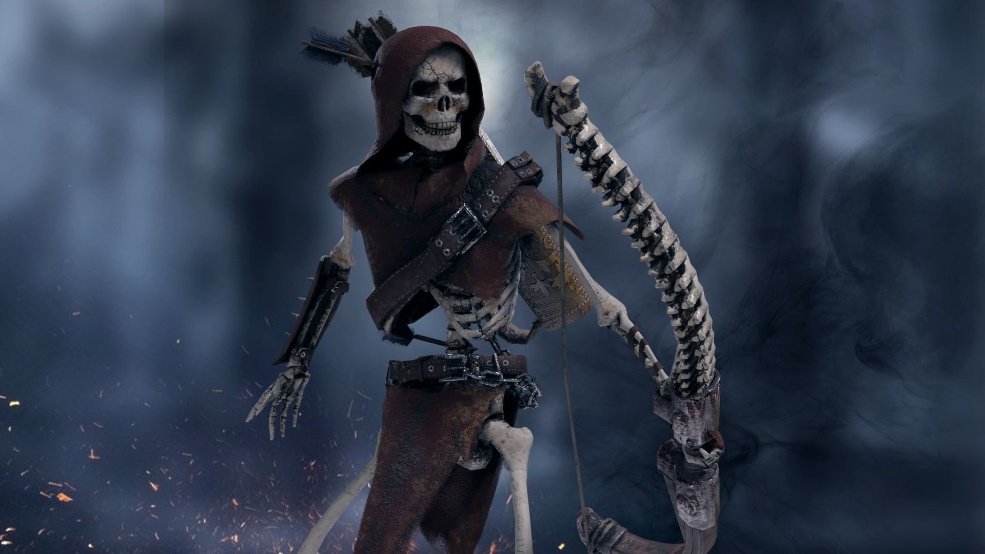 Skeleton Archer Low-poly 3D model_4